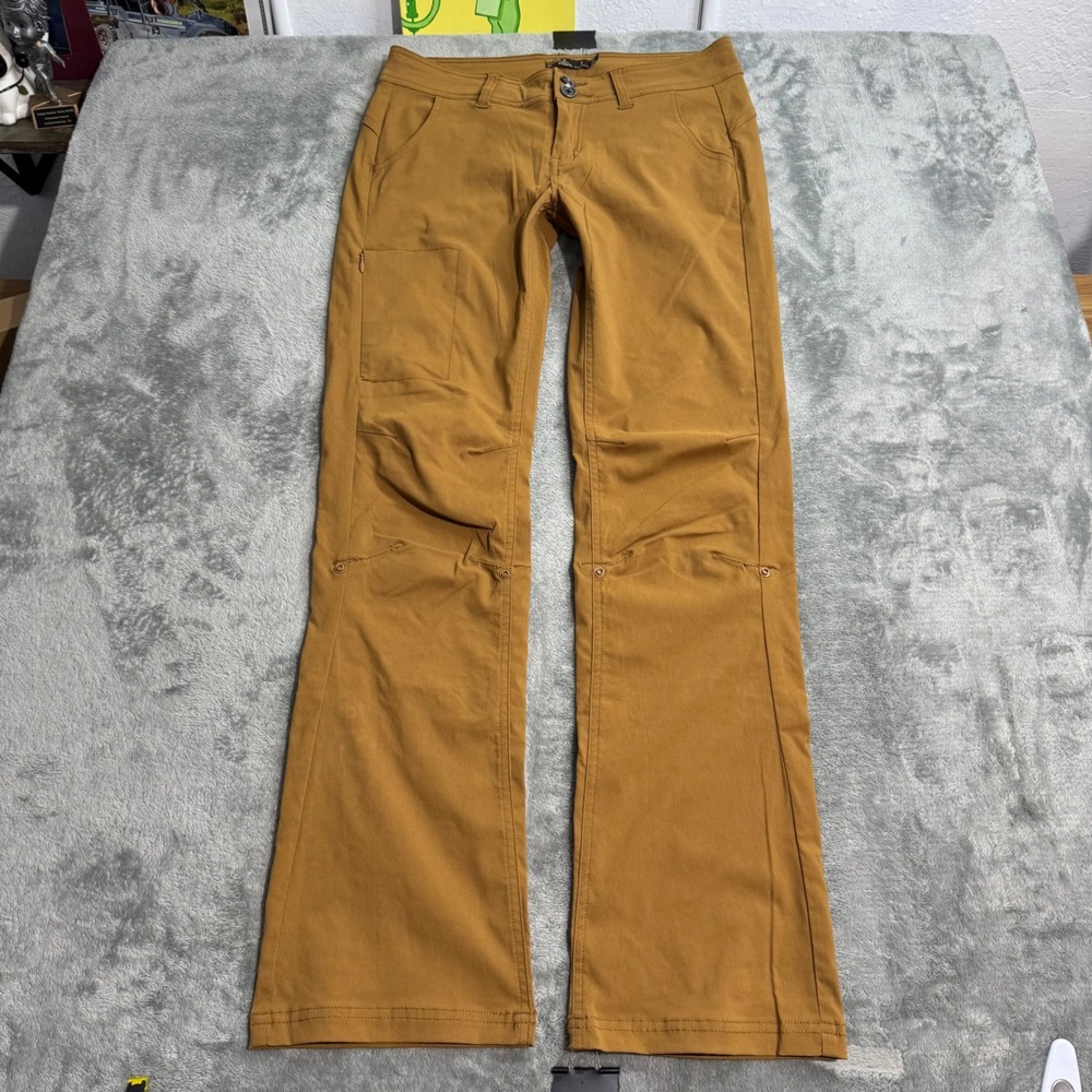 Prana Halle Stretch Zion Hiking Pants Women 2 Regular Mustard Brown Straight Leg